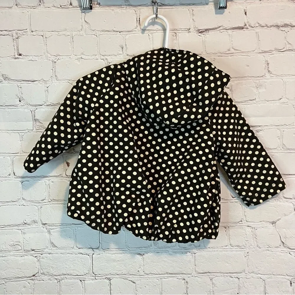 Oshkosh Girls lightweight jacket brown and cream polka dots size 12 months